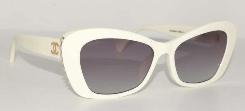 NEW SUNGLASSES CHANEL 5481-H 1255/S6 WHITE-GOLD-PEARL / GREY GRADIENT W/ CASE