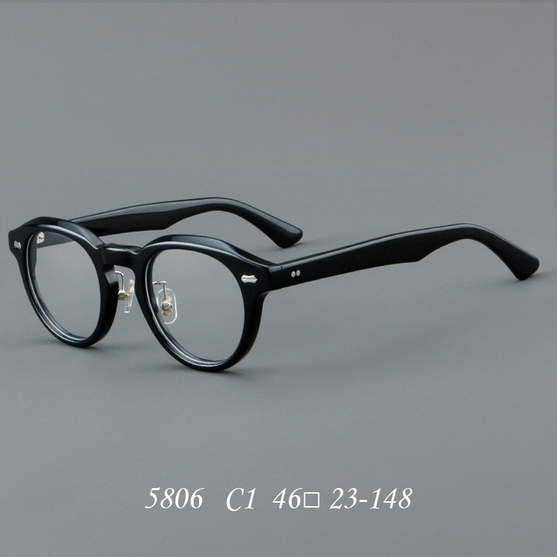 Retro Rivet Oval Full Rim Vintage Acetate Eyeglass Frames Men Women 46-23-148MM