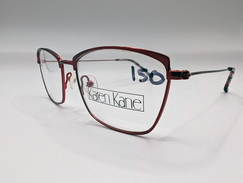 Karen Kane Plantain Wine 52-17-140 Red Full Rim Authentic Eyeglasses Metal New