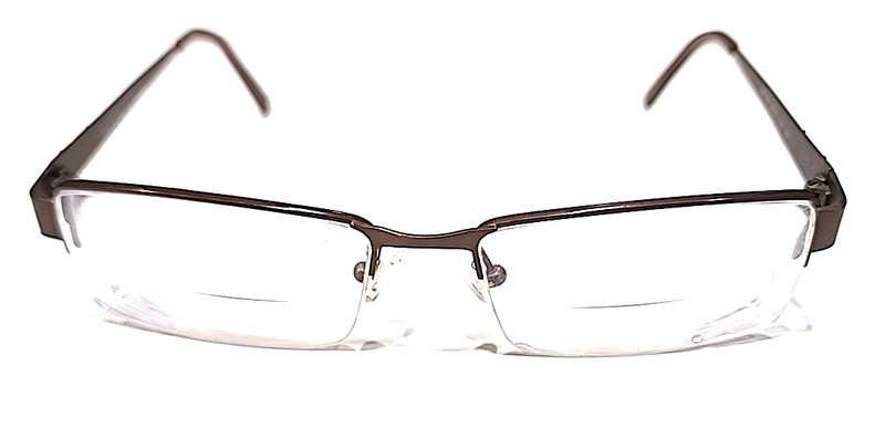 Link Occhiali 555 Brown Titanium Rectangle Half Rim Eyeglasses 54-17-140 gallery