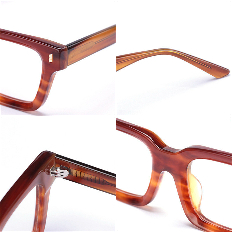 Thick Acetate Square Retro Eyeglasses Frames for Women Men 48 23 148mm Glasses gallery