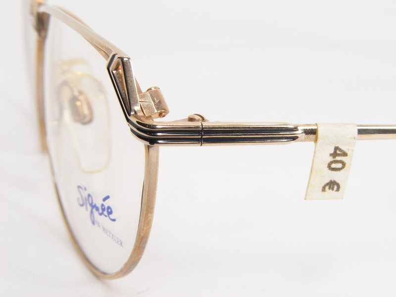 Vintage Signee by METZLER 7302 290 Gold /Black UNIQUE RARE EYEGLASSES 57-14-135 gallery