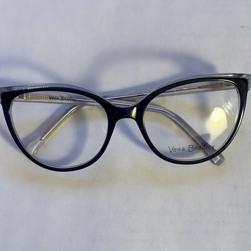 Vera Bradley Blue Floral Plastic Cat Eye Full Rim Eyeglasses Women