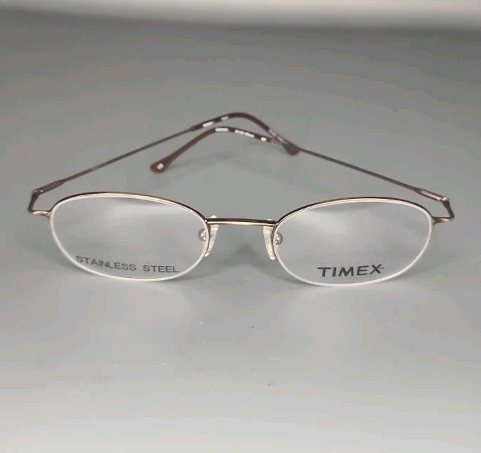 Timex T304 Brown Half Rim Stainless Steel Eyeglass Frame 50/20/135 gallery
