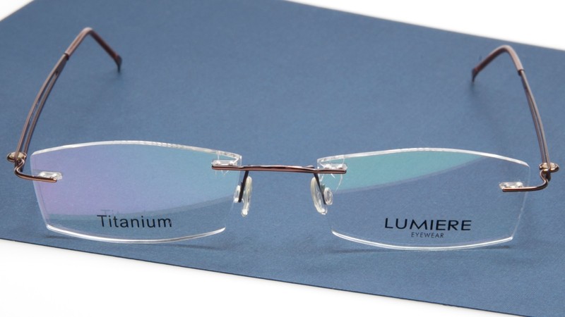 NEW LUMIERE EYEWEAR ITALY 6041 COL.2 BROWN EYEGLASSES RIMLESS 49-17-135 B25mm gallery