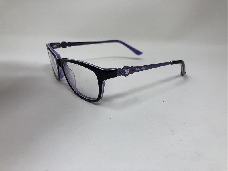 HELLO KITTY EYEGLASS FRAME HK 257-3 46-15-125 black purple flex hinge kids 2352 gallery