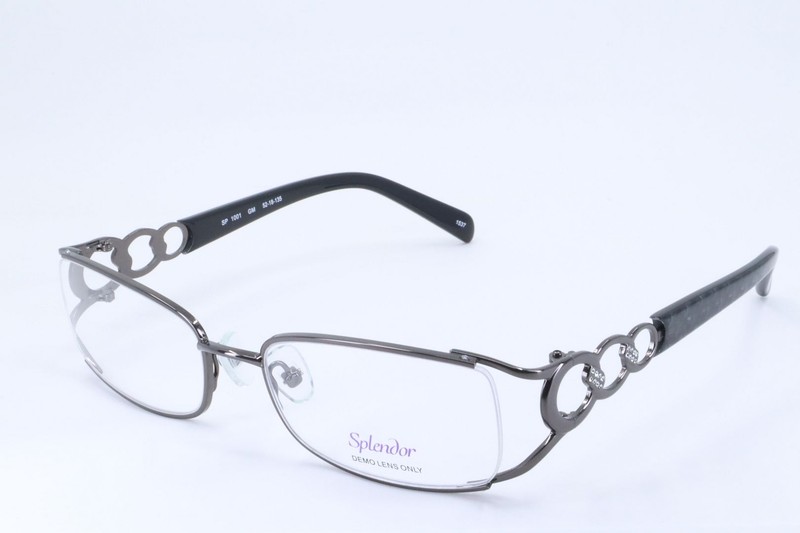 Splendor SP1001 Gun Rectangle Women Full Rim 52-16-135 Eyeglasses Frames