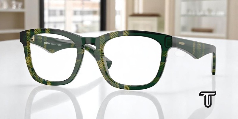 BURBERRY BE2417 4125 Check Green Demo Lens 53 mm Men’s Eyeglasses