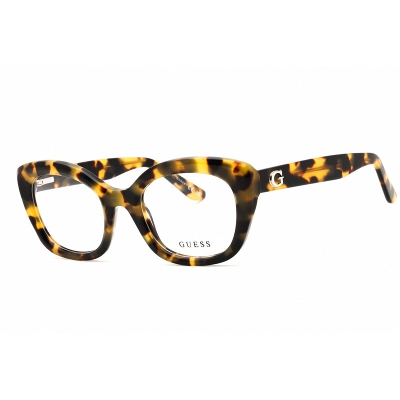 Guess Unisex Eyeglasses Acetate Blonde Havana Full Rim Cat Eye Frame GU50225 053
