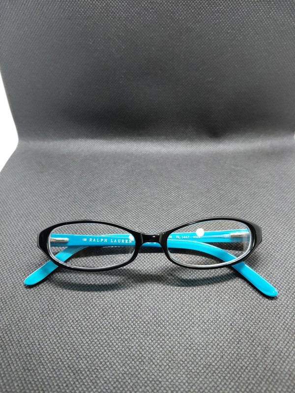 Ralph Lauren Black Blue Teal Clear Lucite Oval Glasses Italy RL1447 135