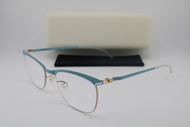 NEW MYKITA LITE HEIKKI COL 105 SKY BLUE GOLD GUNMETAL AUTHENTIC EYEGLASSES 52-19