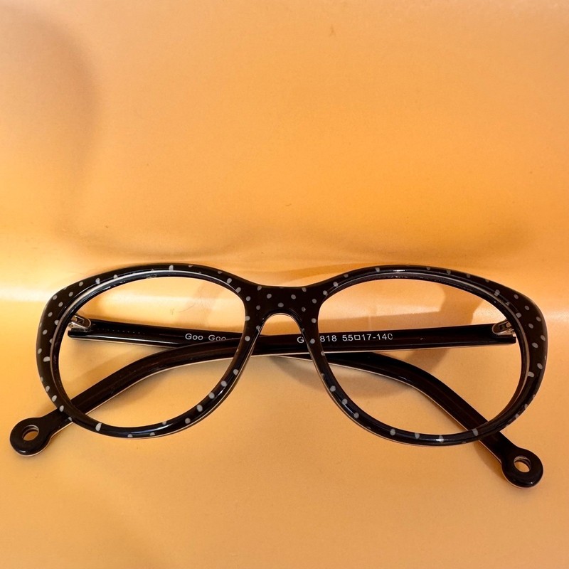 Goo Goo Eyes Eyeglass Frames Only Women 55-17-140 Black Polka Dot Cat Eye GGE818 gallery