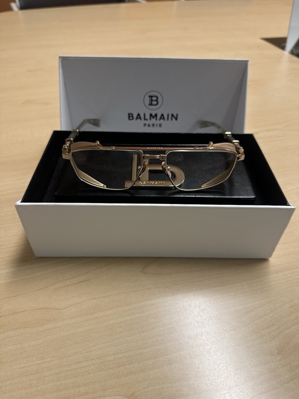 Balmain Gold Metal Full Rim Eyeglass Frames Unisex Adults