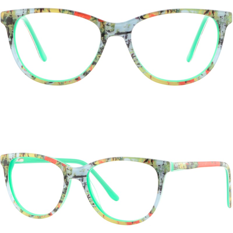 Womens Acetate Frames Spring Hinges Plastic Damen Brille Glasses Eyeglasses Pink