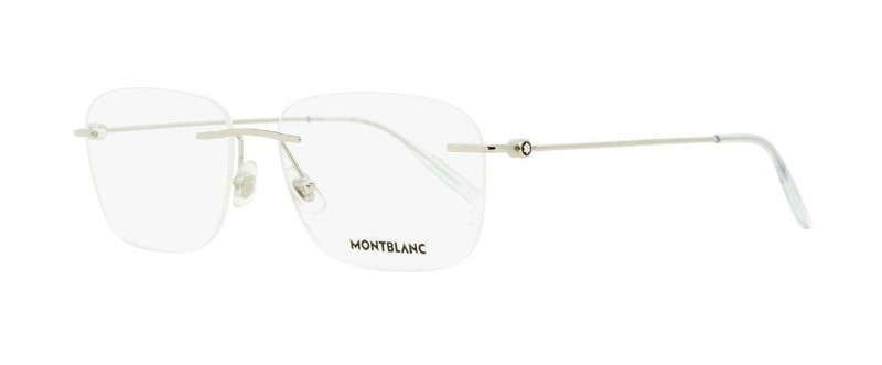 MONT BLANC MB0075O 003 Silver Rimless Brille Eyeglasses Glasses Frames 56mm