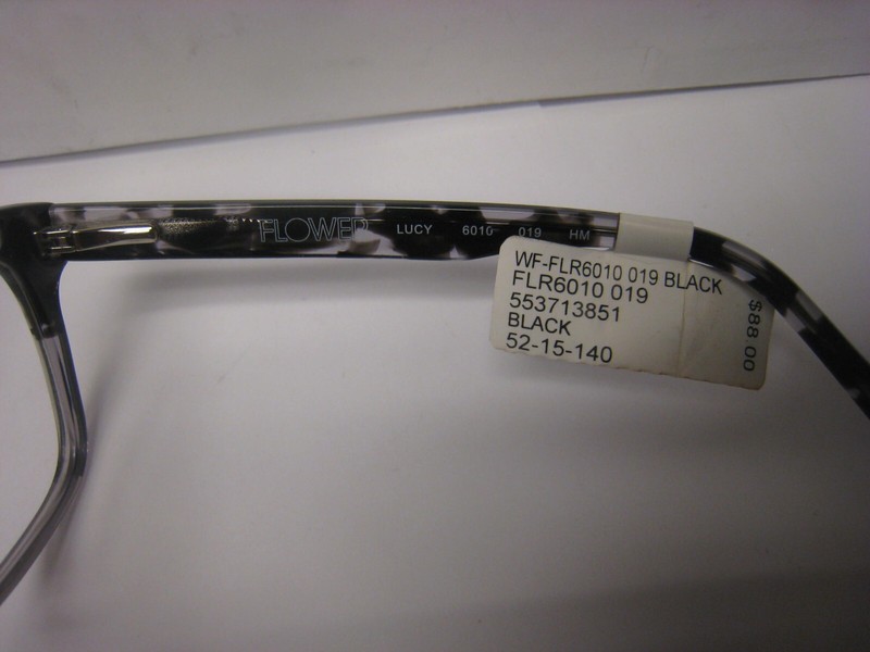 Flower LUCY Eyeglass Frame 6010-019 BLACK Tortoise Square Full Rim 52-16-135 $88 gallery