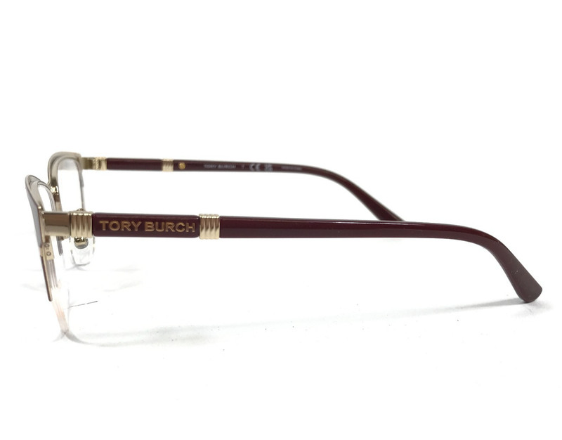 Tory Burch Eyeglasses Frames TY1069 3313 Bordeaux Red Gold Half Rim 53-18-140 gallery