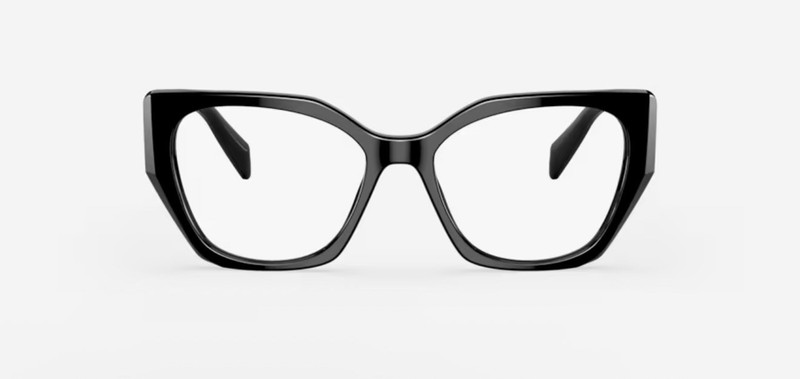 Prada PR 18WV 1AB1O1 Black Silver Plastic Fashion Eyeglasses Large 54mm gallery