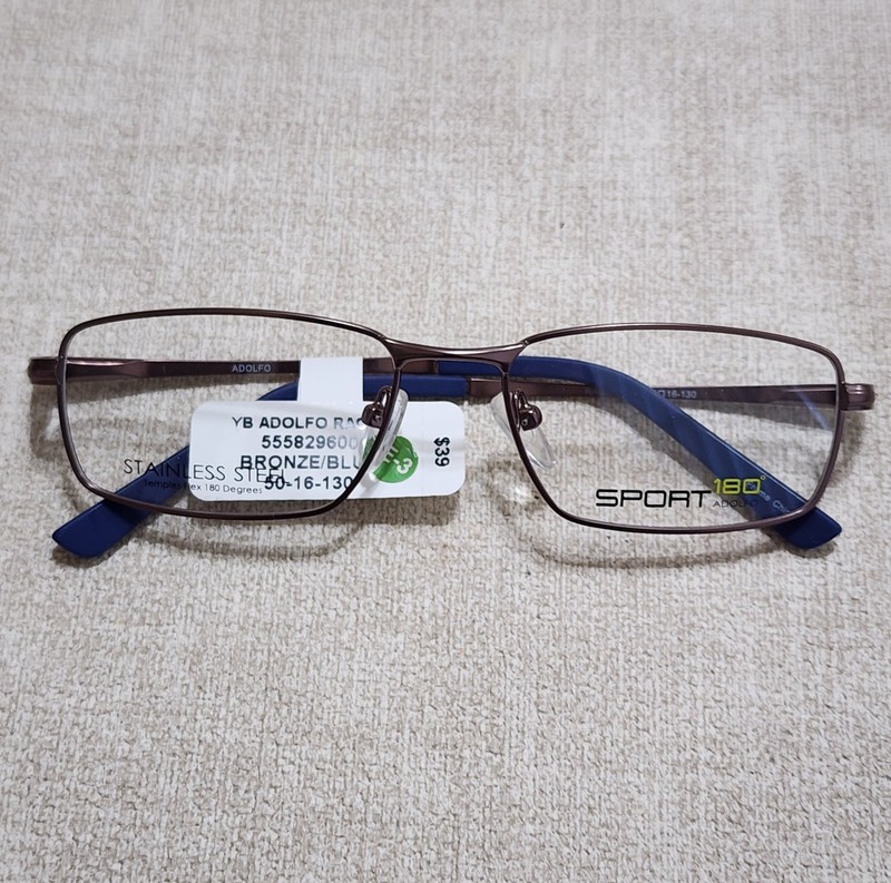 Adolfo Racer Bronze Blue Eyeglasses Sport 180 Arm Swing 50 16 130
