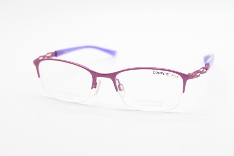 NEW CHARMANT PERFECT COMFORT CH10600 FU PINK PURPLE AUTHENTIC EYEGLASSES 50-18