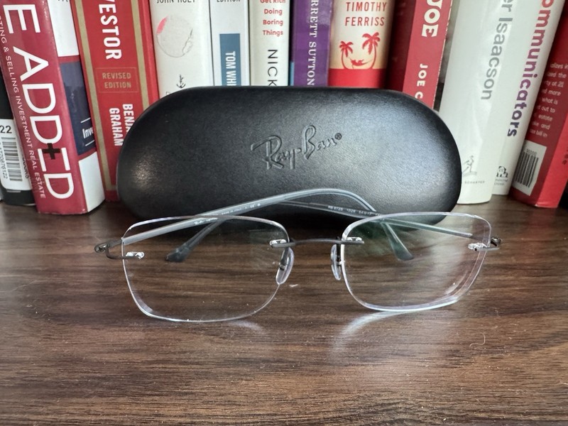 Ray-Ban LightRay RB 8725 1028 Gray Rimless Metal Eyeglasses 54-17 140 Frames