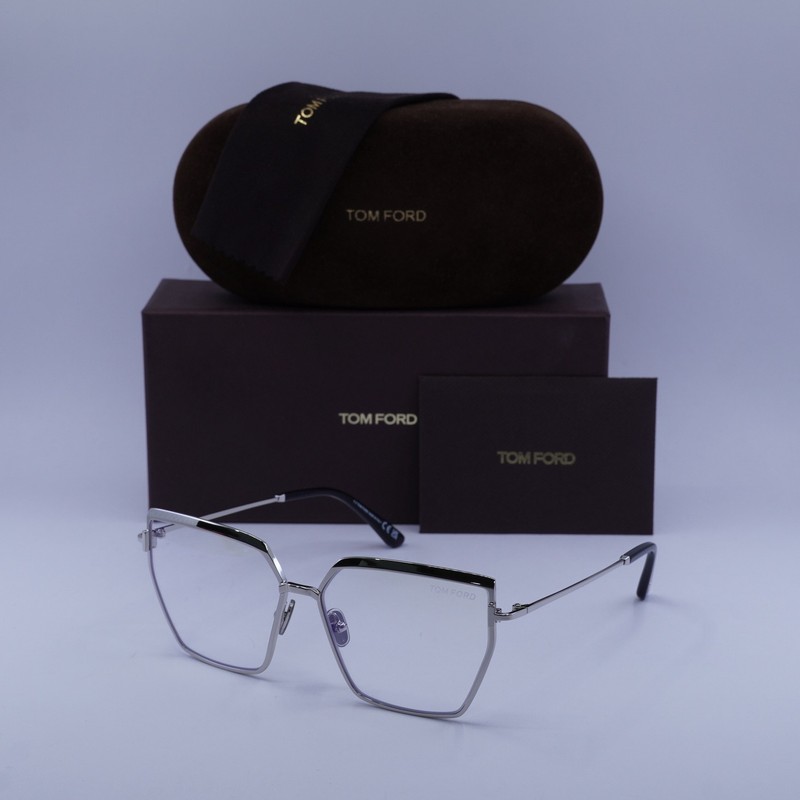 Tom Ford FT5946-B 016 Shiny Palladium/Clear Blue Light Block 57mm Eyeglasses …