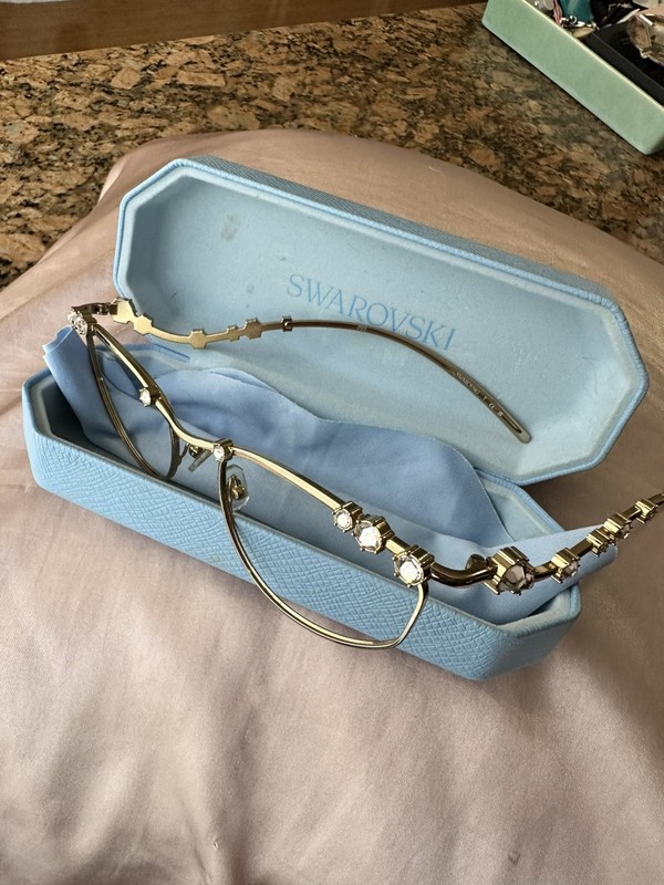 Swarovski SK 1015 4004 Gold Metal Rhinestone Crystal Irregular Eyeglasses 55mm