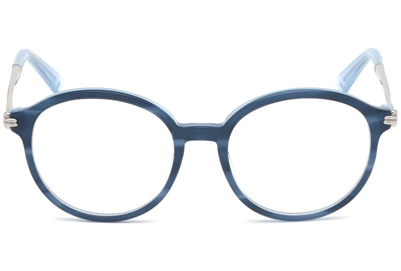 Swarovski SK 5315 092 Blue Silver Plastic Round Eyeglasses Frame 51-17-140 RX
