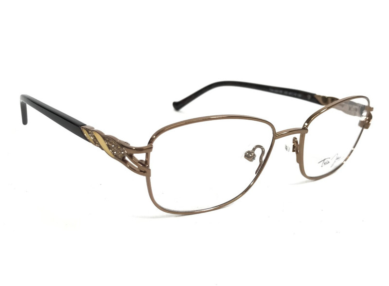 Tres Jolie Eyeglasses Frames 195 232 Brown Gold Rectangle Wire Rim 49-16-135 gallery