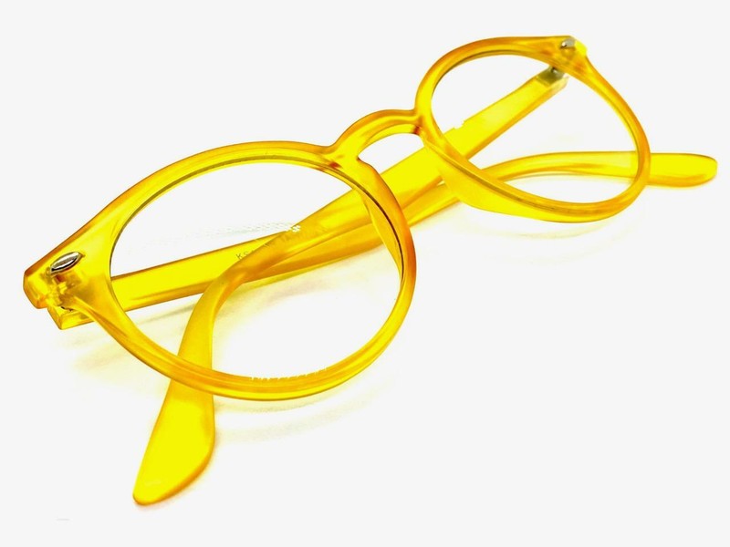 Classic 50's Vintage Retro Style Clear Lens EYE GLASSES Round Matte Yellow Frame gallery
