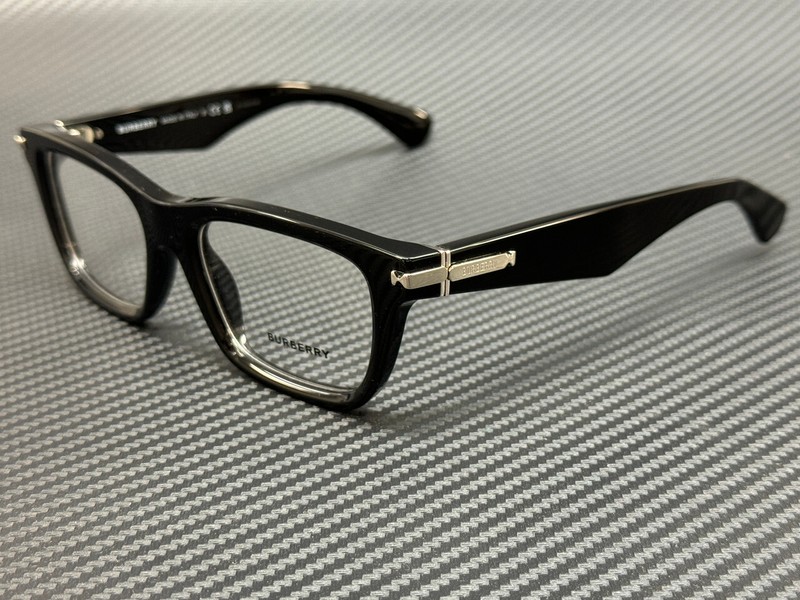 BURBERRY BE2419 3001 Black Silver Men’s 53 mm Eyeglasses