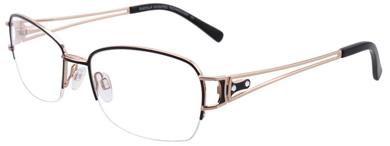 EASYCLIP EC322 Eyeglasses Eye Glasses 090 Satin Black & Shiny Gold Authentic New