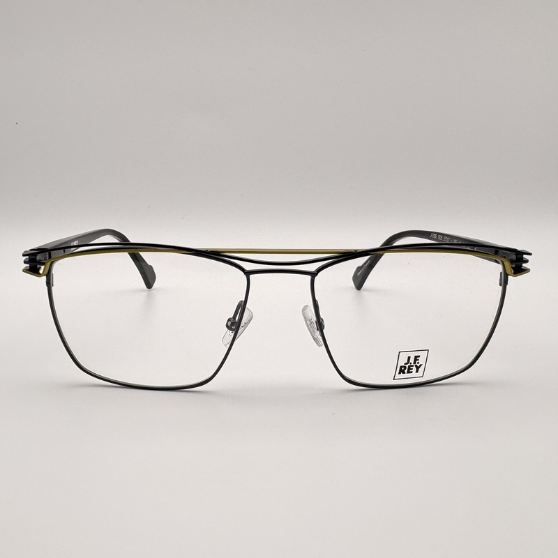J.F. REY JF2905 0205 Stainless Steel Black & Yellow Square Eyeglasses 57mm NEW