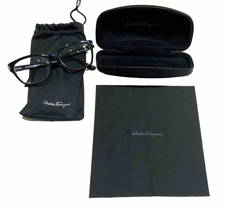 SALVATORE FERRAGAMO SF 2734 001 GLOSS BLACK EYEGLASSES 53/15/135 LOGO 415 gallery