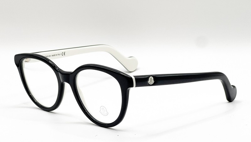 Moncler ML 5043 005 Black And White Full Rim Authentic Eyeglass Frames 50-19-140