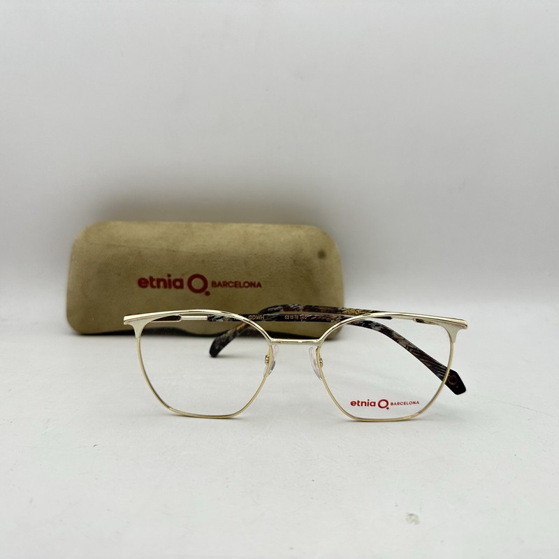 Etnia Barcelona Womens Rio Square Browline Semi Rim Eyeglasses Gold/White