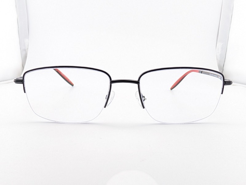 Bulova Eyeglasses, Frames Only, Payne, 55-18-145, Titanium/Plastic, Black/Red gallery