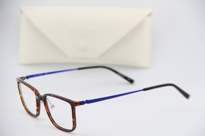 NEW PURE P-2010 242 HAVANA BLUE AUTHENTIC FRAMES EYEGLASSES 53-18