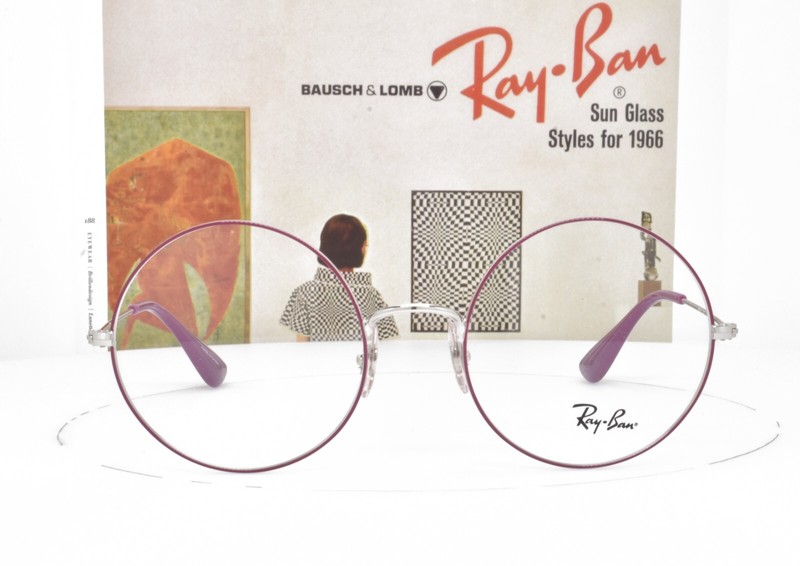 Authentic Ray-Ban Eyeglasses Round Purple Silver Oversize 6392 3031 53-20-145