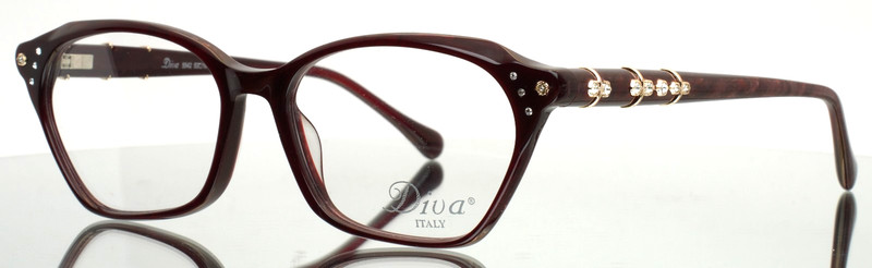 DIVA 5542 C.465 Red Gold Womens Semi Cat Eye Eyeglasses 53-16-144 B:38 A