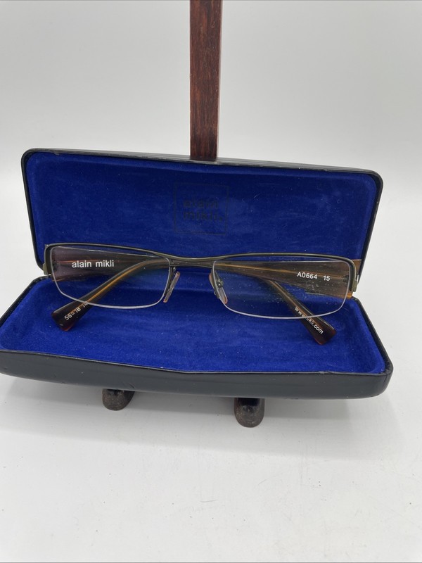 alain mikli eyeglass frames women Brown Tortoise Shell With Brass Rims