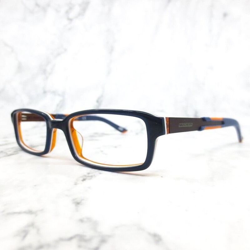 Skechers SK 1110 NVOR Blue/Orange Rectangle Optical Eyeglass 44-16-125 RX KIDS
