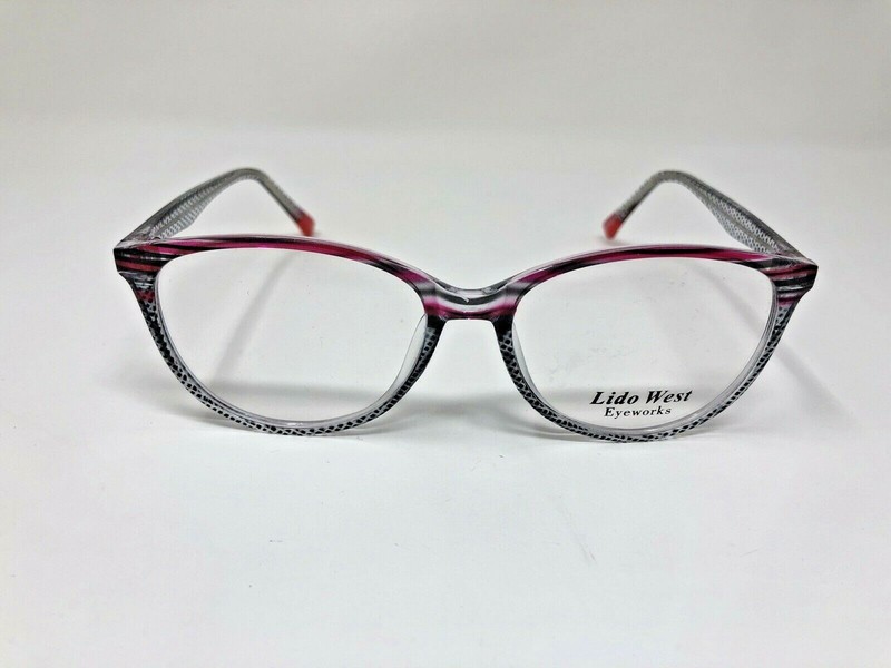 Lido West Eyeglasses Frame PALM RED STREET 52/16/140 Multi Color Crystal PF03
