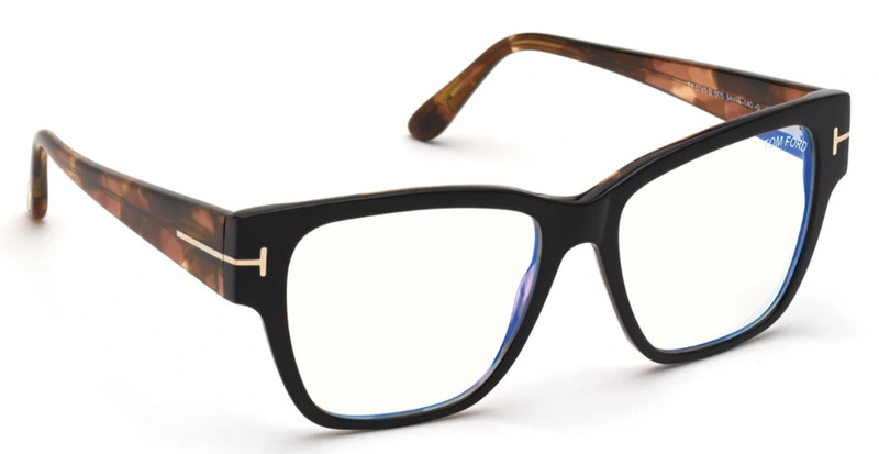 TOM FORD TF 5745-B 005 BLACK GOLD /HAVANA SPRING HINGES TEMPLES EYEGLASSES 54-16 gallery