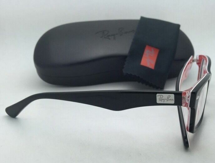 RAY-BAN Rx-able Eyeglasses HIGHSTREET RB 5206 2479 52-18 Black w/ Red and White gallery