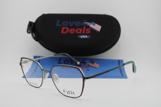 NEW FYSH 3701 M204 GUNMETAL BLUE PURPLE GOLD AUTHENTIC EYEGLASSES 51-17