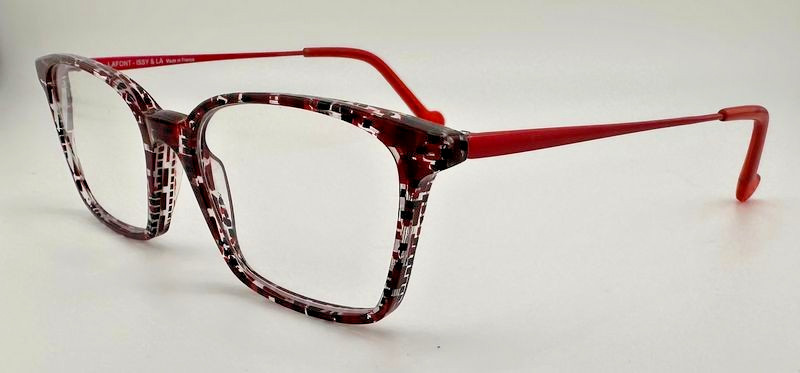 Lafont Issy & LA Eyeglasses Frames Only GO 6097 Red Black Confetti 52-17-142