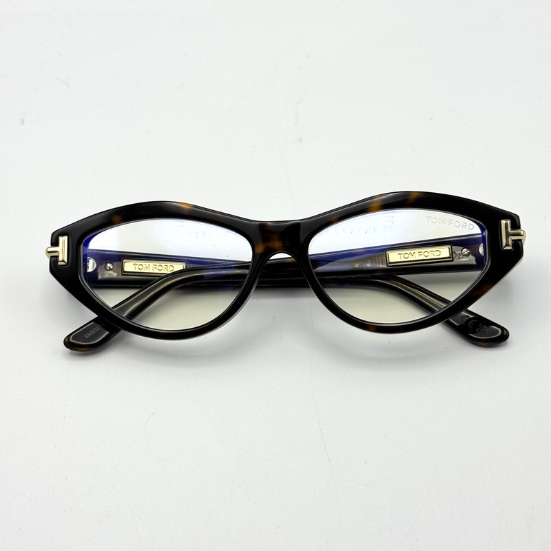 Tom Ford Eyeglasses Frames Icon TI5016-B 052 Havana Cat Eye Blue Block 54-15-140
