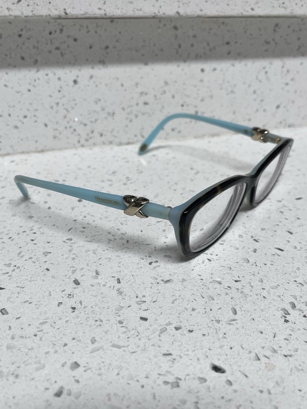 Tiffany & Co Blue Eyeglass Frames Italy Gold X Accent Rectangle Frames Only