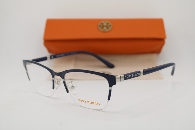 NEW TORY BURCH TY 1069 3317 BLUE GUNMETAL SILVER AUTHENTIC EYEGLASSES 53-18
